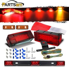 img 4 attached to 🚛 Partsam Waterproof Truck Trailer LED Light Kit, Pair of Rectangular Stop Turn Tail Lights with Wire & Bracket + Red 14.17" 3 Light 9 LED Stainless Steel ID Light Bar + Amber 2x3.9" 3 LED Side Marker Lamps