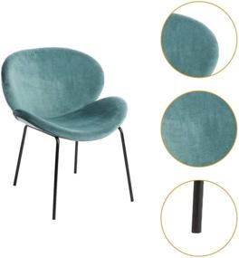 img 1 attached to CangLong Accent Modern Large Shell Gold Metal Legs Cute Desk Velvet Dining Makeup Dresser for Living Room Leisure Chair for Bedroom Set of 2, Blue - Stylish and Functional Furniture to Elevate Your Space