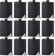 premium set: 12-piece 8oz hip flask collection in sleek black 🍾 stainless steel, including 12pcs funnel - ideal for gifting, camping, and wedding parties logo