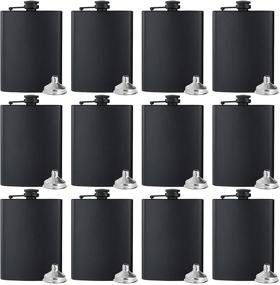 img 4 attached to Premium Set: 12-Piece 8OZ Hip Flask Collection in Sleek Black 🍾 Stainless Steel, including 12pcs Funnel - Ideal for Gifting, Camping, and Wedding Parties