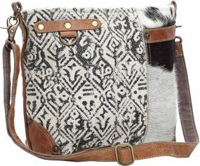 img 1 attached to 👜 Myra Bag S-1129 Cowhide & Cotton Shoulder Bag