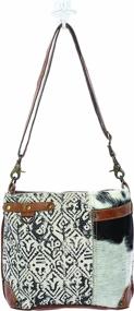 img 3 attached to 👜 Myra Bag S-1129 Cowhide & Cotton Shoulder Bag