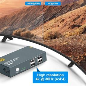 img 2 attached to 🔀 KVM-переключатель HDMI 2-портовый: UHD 4K@30Hz, 2 в 1, 4 USB 2.0-хаба, без питания, совместимый с клавиатурами и мышкой