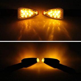 img 1 attached to 🚦 Enhance Safety with 4 Pieces Motorcycle Indicators Flowing Turn Signal Lights - 14 LED 12V Motorbike LED Indicator Blinker Amber Lamp Mini Stalk Arrow Light Motorcycle Front Rear Lights for Motorcycles