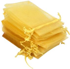 img 4 attached to 🎁 Rbenxia 100 Pieces of Drawstring Organza Pouches - 4x6 Inches Jewelry Favor Pouch Bags for Weddings, Parties, Festivals, Gifts, Candies - Gold Color