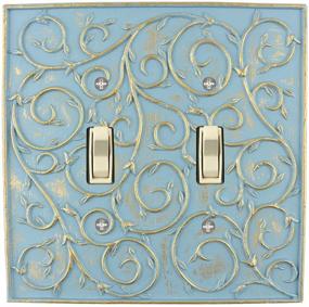 img 1 attached to French Scroll 2 Toggle Wallplate by Meriville - Double Switch Electrical Cover Plate in Cameo Blue with Gold accents