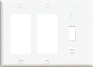 leviton 80431-w 3-gang combination wallplate: 1 toggle, 2 decora/gfci, standard size, white logo