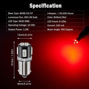 img 3 attached to BRISHINE BA9S LED Bulbs: Ultra-Bright Red - Perfect for Car Interior Dome, Map, Door & License Plate Lights (Pack of 2)