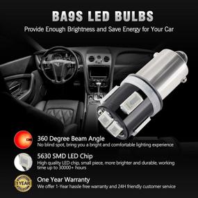 img 1 attached to BRISHINE BA9S LED Bulbs: Ultra-Bright Red - Perfect for Car Interior Dome, Map, Door & License Plate Lights (Pack of 2)