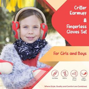 img 3 attached to 🧤 PEAK2PEAK Animal Winter Earmuff and Cut Finger Gloves with Cover Set for Boys and Girls, Ages 4-7