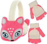 🧤 peak2peak animal winter earmuff and cut finger gloves with cover set for boys and girls, ages 4-7 logo