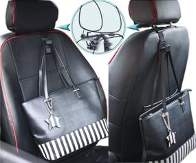 img 1 attached to Магические крючки для подголовника Heroway для автомобиля: удобное висячее крепление для сумок 🚗 и органайзер для сидений автомобиля, черного цвета (4 штуки)