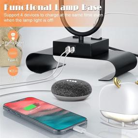 img 1 attached to 🌟 Modern Grey Focondot 3-Way Dimmable Touch Control Table Lamp with USB-A & USB-C Charging Port, 2-Prong AC Outlets - Ideal for Bedroom, Guestroom, Living Room, Hotel