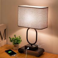 🌟 modern grey focondot 3-way dimmable touch control table lamp with usb-a & usb-c charging port, 2-prong ac outlets - ideal for bedroom, guestroom, living room, hotel logo