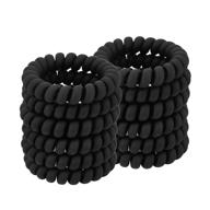 🌀 spiral hair ties (matte black,12 pcs) - coil hair ties for thick hair, women's ponytail holders - no crease, phone cord hair ties for all hair types with plastic spiral logo