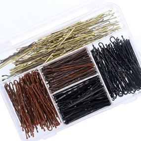 img 1 attached to 🎀 Versatile Hair Accessory Set - Swpeet 360 Pieces: 216 Bobby Pins & 144 U Hair Pins in Gold, Brown, and Black with Convenient Storage Box for Girls and Women