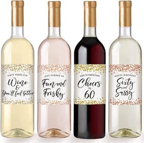 img 2 attached to 🎂 60th Birthday Wine Labels: Waterproof Set of 6 for Memorable Celebration & Unique Gift - Perfect Birthday Presents for Her, 60th Party Decorations, Supplies & Ideas