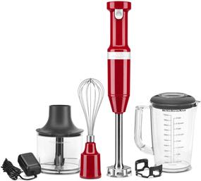 img 4 attached to 🔴 Empire Red Cordless KitchenAid KHBBV83ER Hand Blender with Variable Speed, Chopper, and Whisk Attachment