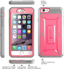 img 1 attached to 🦄 SUPCASE [Unicorn Beetle Pro] iPhone 6S Case with Built-In Screen Protector - Rugged Holster Cover for Apple IPhone 6 Case / 6S 4.7 Inch display (Pink/Gray)