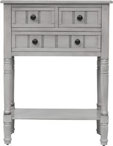 img 3 attached to Merax Gray Wash Console Sofa Table: 3 Drawers, Bottom Shelf for Living Room, Entryway, Hallway