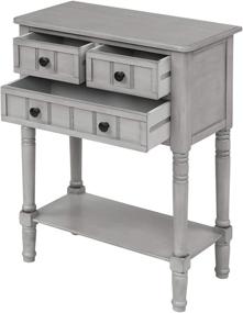 img 2 attached to Merax Gray Wash Console Sofa Table: 3 Drawers, Bottom Shelf for Living Room, Entryway, Hallway