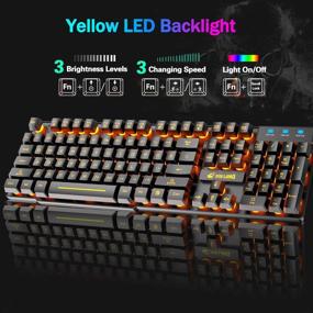 img 2 attached to 🎮 Rechargeable Wireless Gaming Keyboard and Mouse Combo with Yellow LED Backlight, 4000mAh Battery, Mechanical Ergonomic Feel, Waterproof/Dustproof, 7 Color Backlight, Mute Mice - Ideal for Computer and Mac Gamers