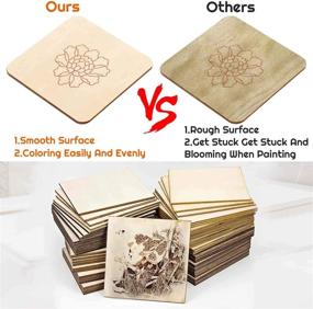 img 1 attached to 🔥 Selizo Wood Burning Kit with 80Pcs Unfinished Wood Squares Crafts Tiles, 4 x 4 Inch Blank Wooden Slices for Wood Burning Coasters Painting Carving