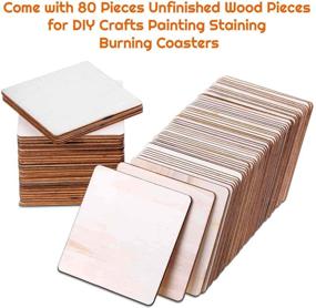 img 3 attached to 🔥 Selizo Wood Burning Kit with 80Pcs Unfinished Wood Squares Crafts Tiles, 4 x 4 Inch Blank Wooden Slices for Wood Burning Coasters Painting Carving