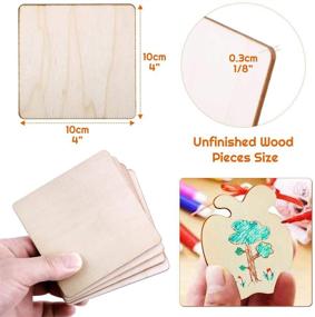 img 2 attached to 🔥 Selizo Wood Burning Kit with 80Pcs Unfinished Wood Squares Crafts Tiles, 4 x 4 Inch Blank Wooden Slices for Wood Burning Coasters Painting Carving