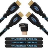 2-пакетный кабель twisted veins hdmi, 25 футов - премиум hdmi-кабель высокой скорости с поддержкой ethernet, поддерживает hdmi 2.0b 4k 60 гц hdr на большинстве устройств и 4k 30 гц на выбранных устройствах. логотип