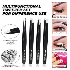 img 2 attached to MORGLES 5PCS Precision Tweezers for Eyebrows - Complete Set 🔍 for Women with Eyebrow Brush, Leather Case, and Ingrown Hair Removal