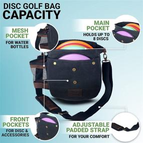 img 3 attached to 🥏 Lightweight Disc Living Disc Golf Bag for Frisbee Golf - Carry up to 10 Discs Easily! 16 oz Sturdy Waxed Canvas Design with Belt Loop, Double Button Closure, and Convenient Bottle Holder