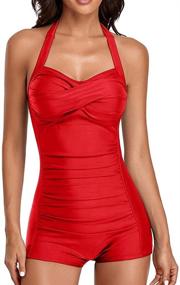 img 4 attached to 👙 eBuddy Elegant Inspired Boy-Leg One Piece: Stunning Ruched Monokinis Swimsuit