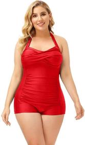 img 1 attached to 👙 eBuddy Elegant Inspired Boy-Leg One Piece: Stunning Ruched Monokinis Swimsuit