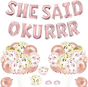 img 4 attached to Bachelorette Party Decorations Kit: Rose Gold Bridal Shower Supplies with SHE SAID OKURRR Foil Balloon – 78PCS Night Out Hen Party Decor, Wedding Supplies and Latex Confetti Balloons