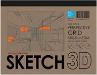 🎨 multi-media design ideation sketch pad with 3d perspective grid paper. perfect for pencil, ink, marker, and watercolor paints. ideal for art, design, and education. features blue grid for one point perspective. logo