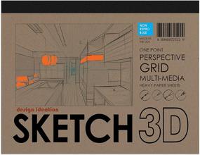 img 4 attached to 🎨 Multi-Media Design Ideation Sketch Pad with 3D Perspective Grid Paper. Perfect for Pencil, Ink, Marker, and Watercolor Paints. Ideal for Art, Design, and Education. Features Blue Grid for One Point Perspective.