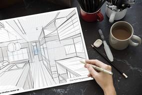 img 1 attached to 🎨 Multi-Media Design Ideation Sketch Pad with 3D Perspective Grid Paper. Perfect for Pencil, Ink, Marker, and Watercolor Paints. Ideal for Art, Design, and Education. Features Blue Grid for One Point Perspective.