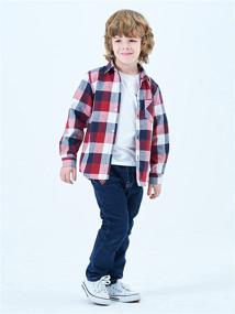 img 1 attached to Stylish Red Plaid Flannel Sleeve for Boys' Clothing: Tops, Tees & Shirts in US Size 150