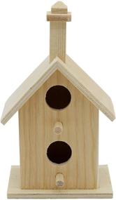 img 1 attached to 🐦 Unleash Your Creativity with Mini 4 Inch Tall Birdhouse Set - 4 Styles to Paint or Decorate - Unfinished Wood