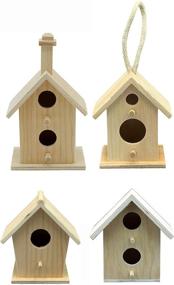 img 2 attached to 🐦 Unleash Your Creativity with Mini 4 Inch Tall Birdhouse Set - 4 Styles to Paint or Decorate - Unfinished Wood