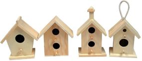 img 3 attached to 🐦 Unleash Your Creativity with Mini 4 Inch Tall Birdhouse Set - 4 Styles to Paint or Decorate - Unfinished Wood
