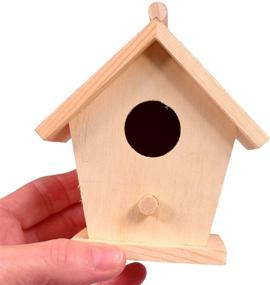 img 4 attached to 🐦 Unleash Your Creativity with Mini 4 Inch Tall Birdhouse Set - 4 Styles to Paint or Decorate - Unfinished Wood