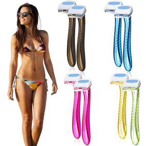 img 4 attached to 👙 8-Piece Bikini Hair Removal Kit: T-Type Bikini Razor Shavers for Women - Armpit, Pubic Hair & Body Grooming Tools in Black, Blue, Purple, Yellow, Green - Travel-friendly Cosmetic Accessories