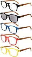 📚 elevate your reading experience with eyekepper's 5-pack spring hinge wood-grain printed arms reading glasses - including sunshine readers +2.5 logo