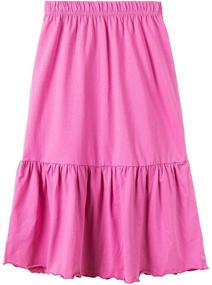 img 2 attached to 👗 Elastic Waistband Ruffle Striped Girls' Apparel by UNACOO