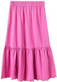 img 1 attached to 👗 Elastic Waistband Ruffle Striped Girls' Apparel by UNACOO