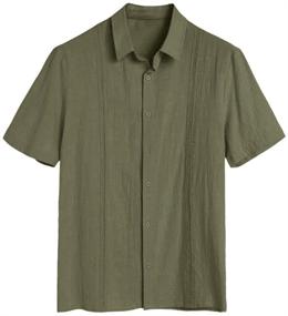 img 3 attached to 👕 Hestenve Sleeve Guayabera Cotton X Large Men's Clothing and Shirts: Stylish & Comfortable Fashion for Plus-Sized Men