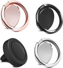 img 4 attached to 📱 Rngeo Finger Ring Stand & Magnetic Mount Set: 4 Universal Thin Phone Rings & Car Holder for All iPhone & Android Smartphones