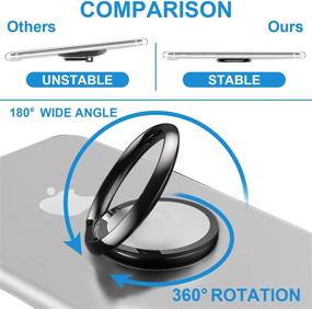 img 2 attached to 📱 Rngeo Finger Ring Stand & Magnetic Mount Set: 4 Universal Thin Phone Rings & Car Holder for All iPhone & Android Smartphones